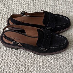 Style & Co Black Suede Slingback Loafers